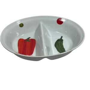 BIA Cordon Bleu Divided Oval Server Bowl Bell Pepper Pea Pickle Vegetable Dish